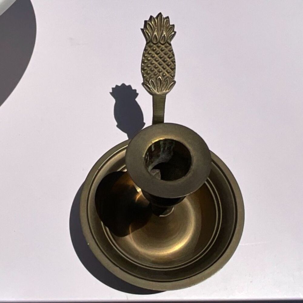 Brass candlestick pineapple handle beautiful vintage brass candle holder